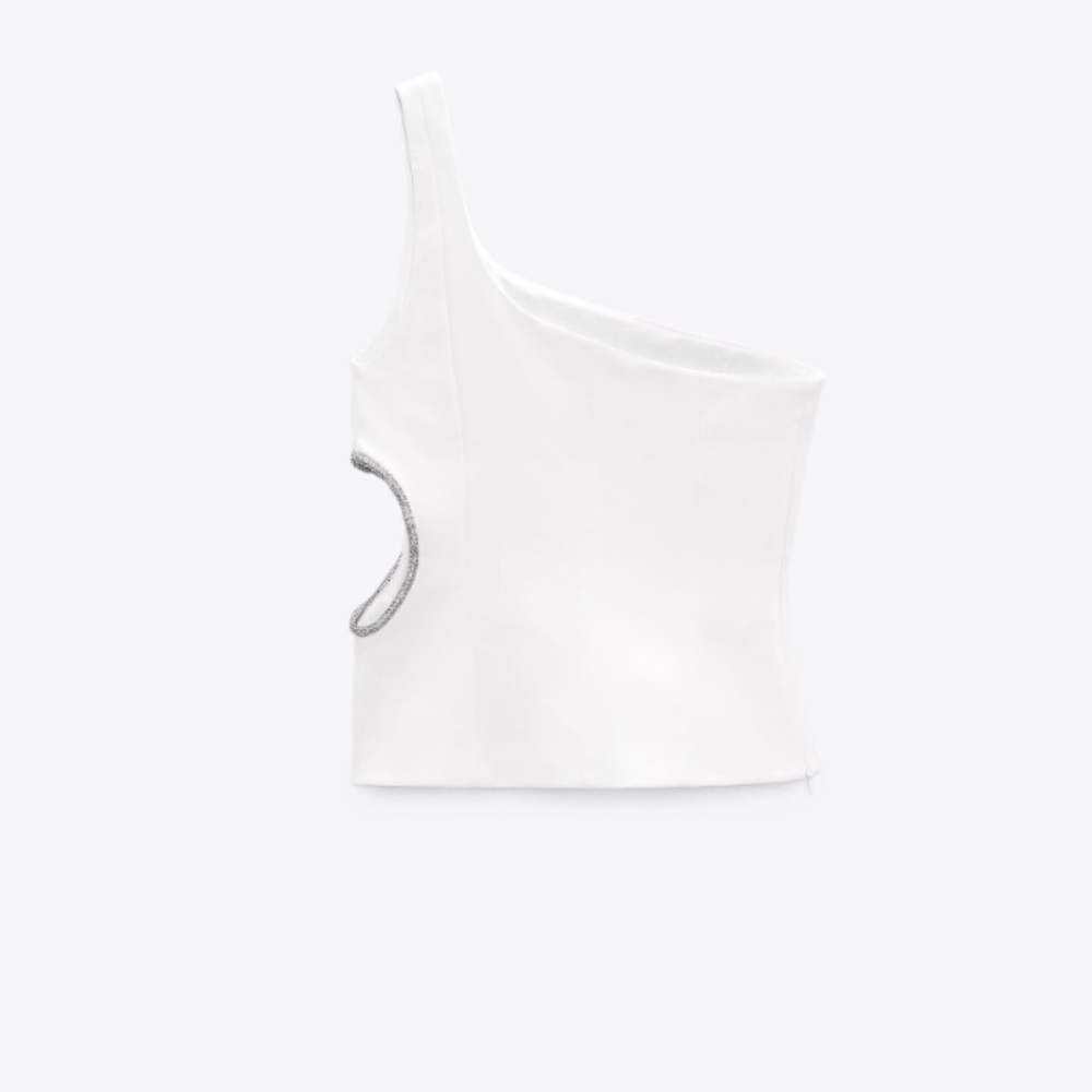 Zara Rhinestone Asymmetrical Top